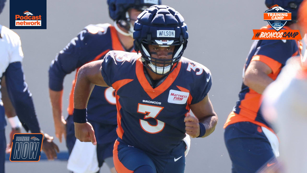 Denver Broncos linebacker Drew Sanders takes part in drills during