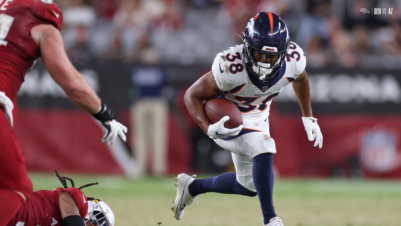 Denver Broncos running back Jaleel McLaughlin gives Broncos go