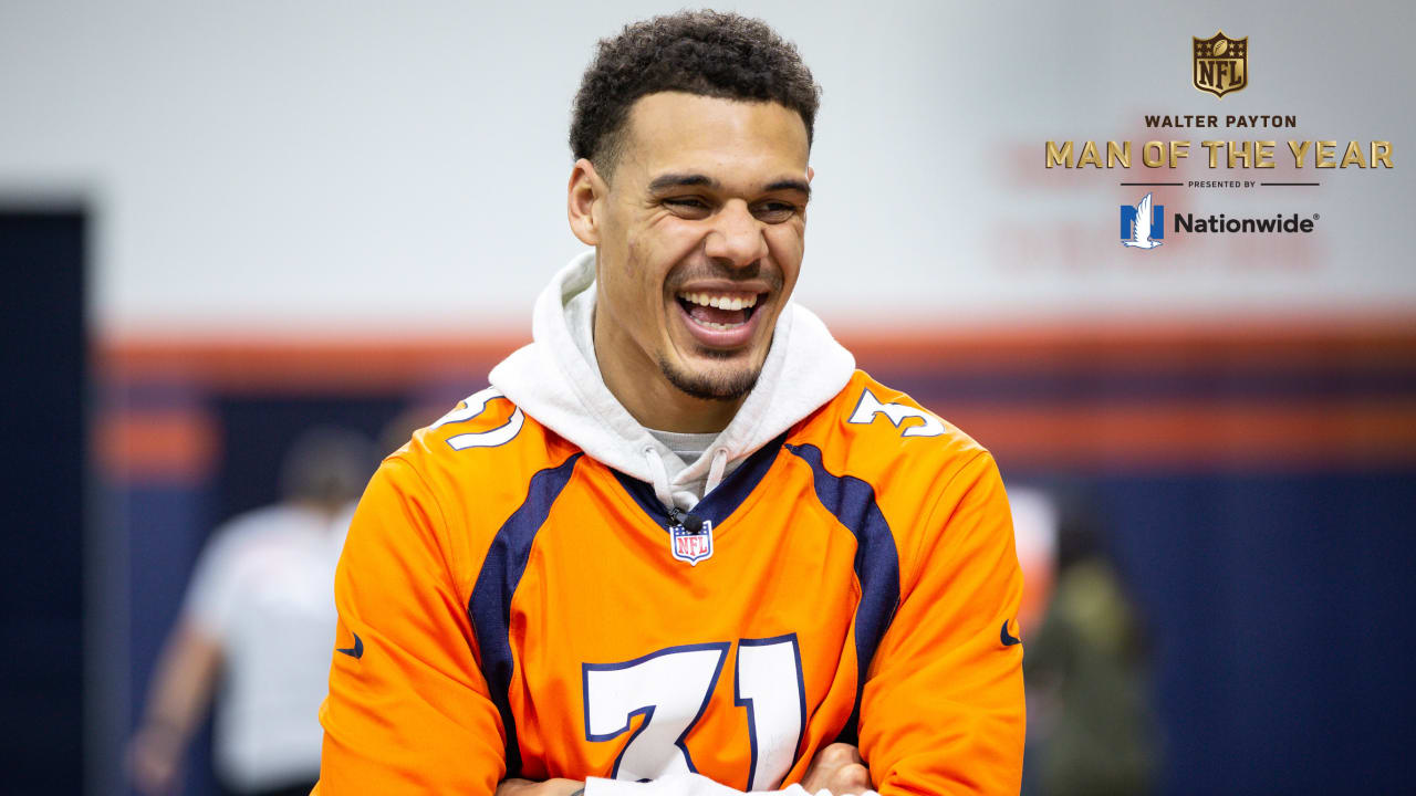 Pic of Justin Simmons, the Broncos 2019 Walter Payton Man of the