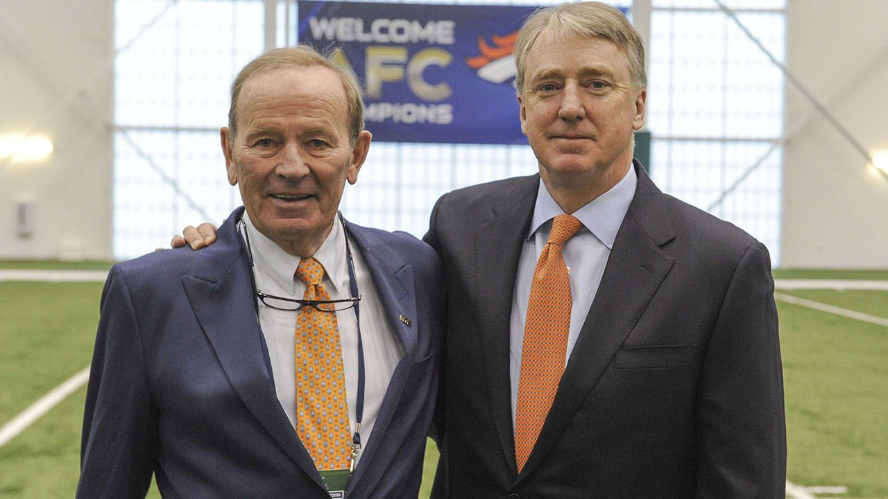 Joe Ellis, president of the Denver Broncos, responds to questions