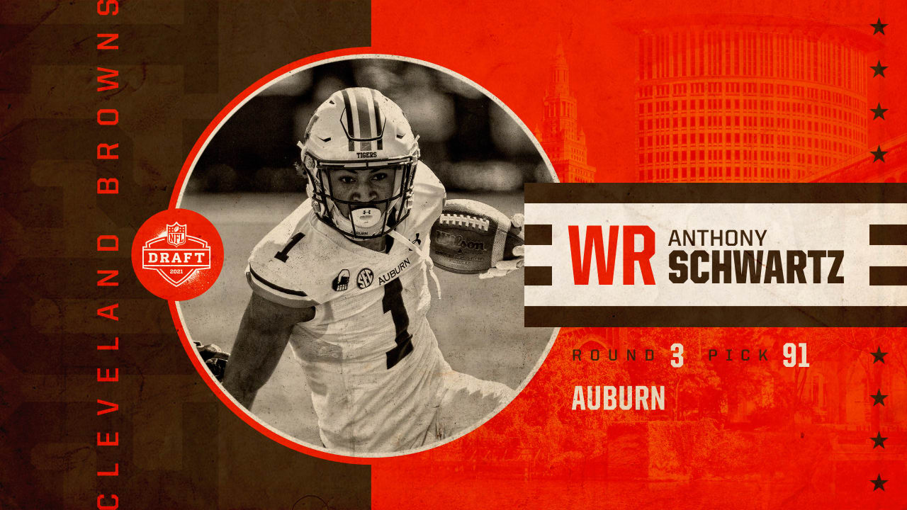 3rd Round: Browns select Auburn WR Anthony Schwartz with No. 91