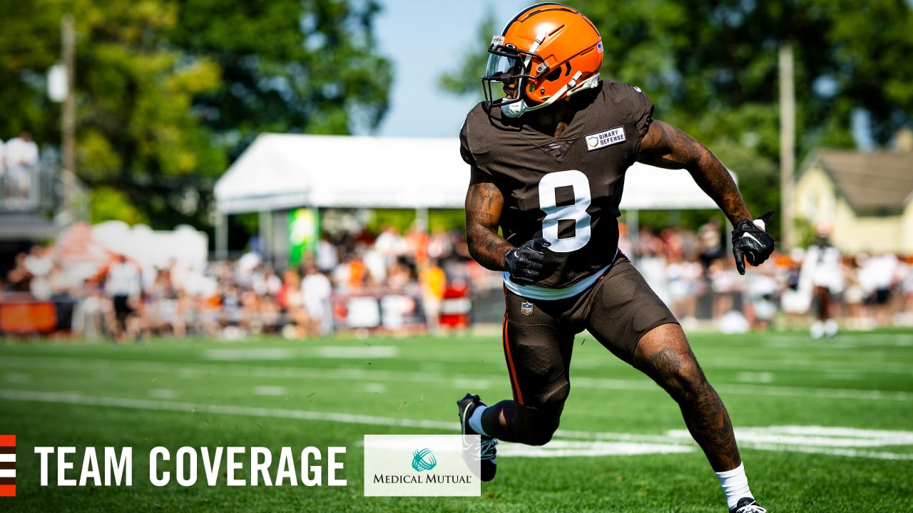 Cleveland Browns wide receiver Travell Harris (83) walks off the field at  the end of an NFL preseason football game against the Jacksonville Jaguars,  Friday, Aug. 12, 2022, in Jacksonville, Fla. The