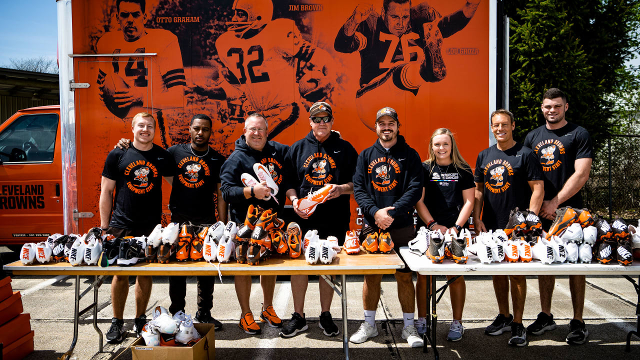 Browns Equipment Staff and Youth Football Department Donate Cleats and Additional Gear to High