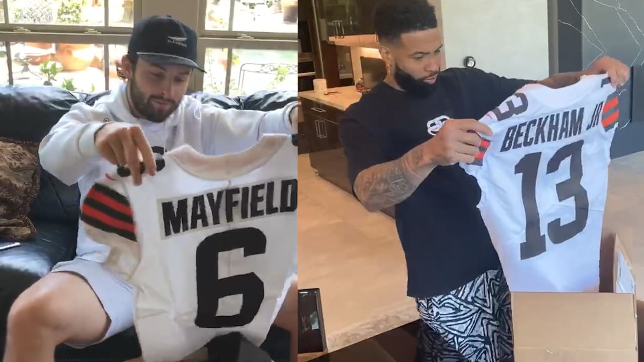 Players unbox new Browns jerseys