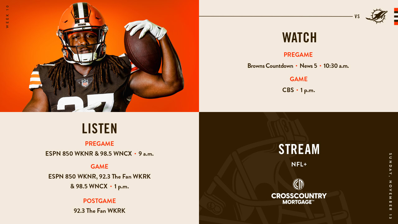 How to Watch Cleveland Browns vs. Miami Dolphins on Nov. 13, 2022