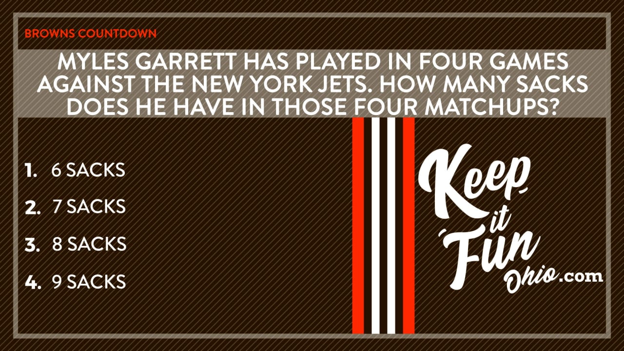 How many sacks does Myles Garrett have against the New York Jets in his