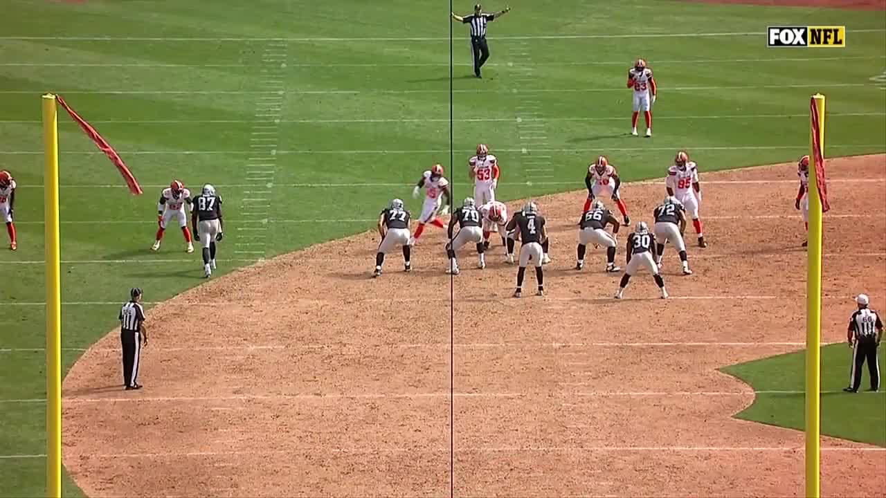 E.J. Gaines intercepts Derek Carr late in first half