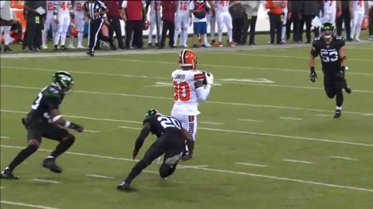 Watch as Cleveland Browns turn M.J. Stewart's INT into points with a Jarvis  Landry TD run 