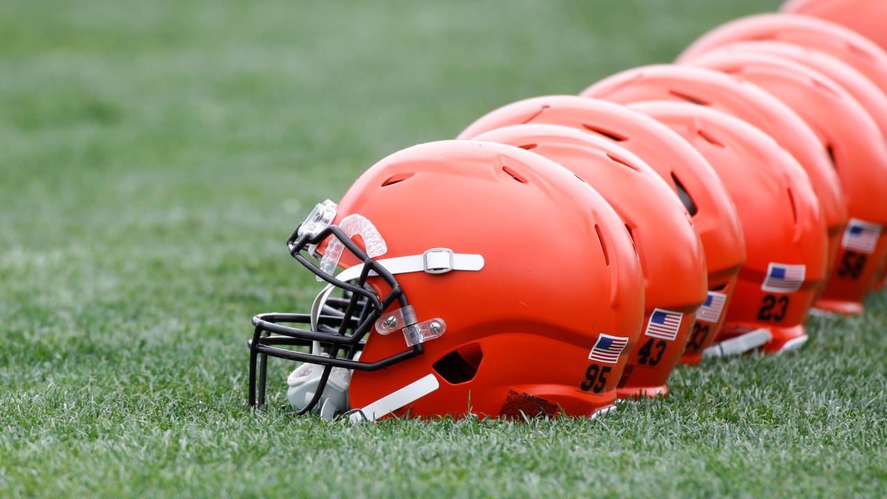 Defensive back Johnson Bademosi of the Cleveland Browns runs by