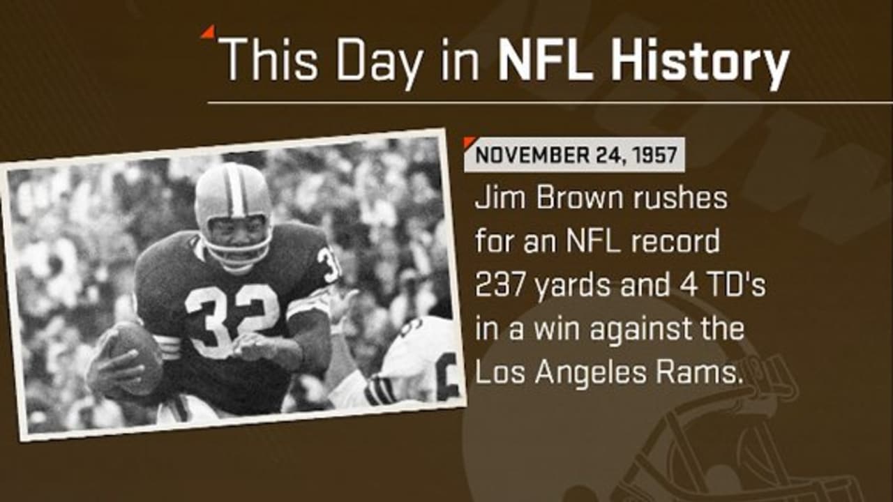 Today in Pro Football History: 1957: Rookie Jim Brown Rushes for 237 Yards  vs. Rams