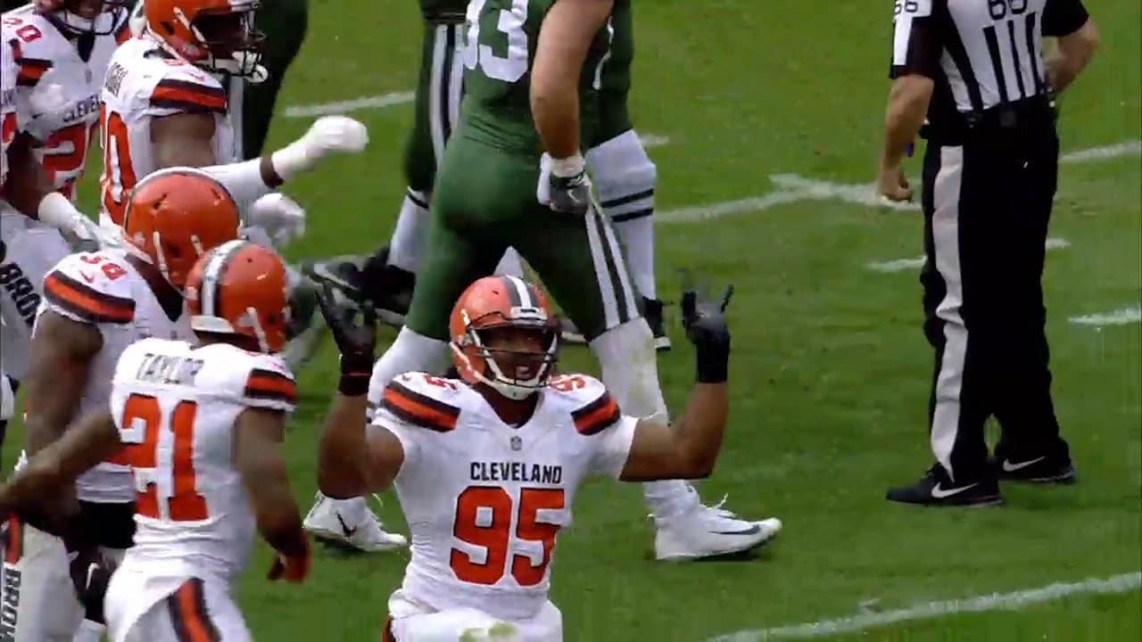 Myles Garrett Joins Cleveland Cavaliers For Warm-up.