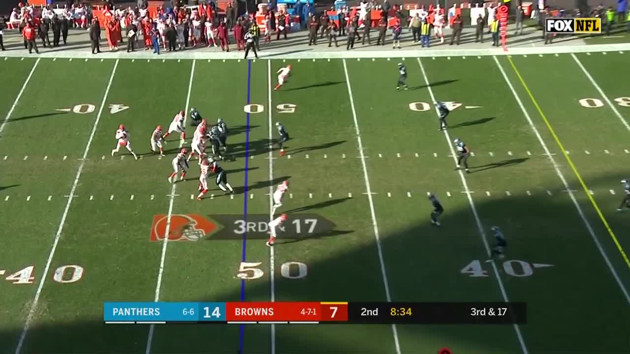 Watch Browns safety Grant Delpit intercept Panthers quarterback Baker  Mayfield in the second quarter 