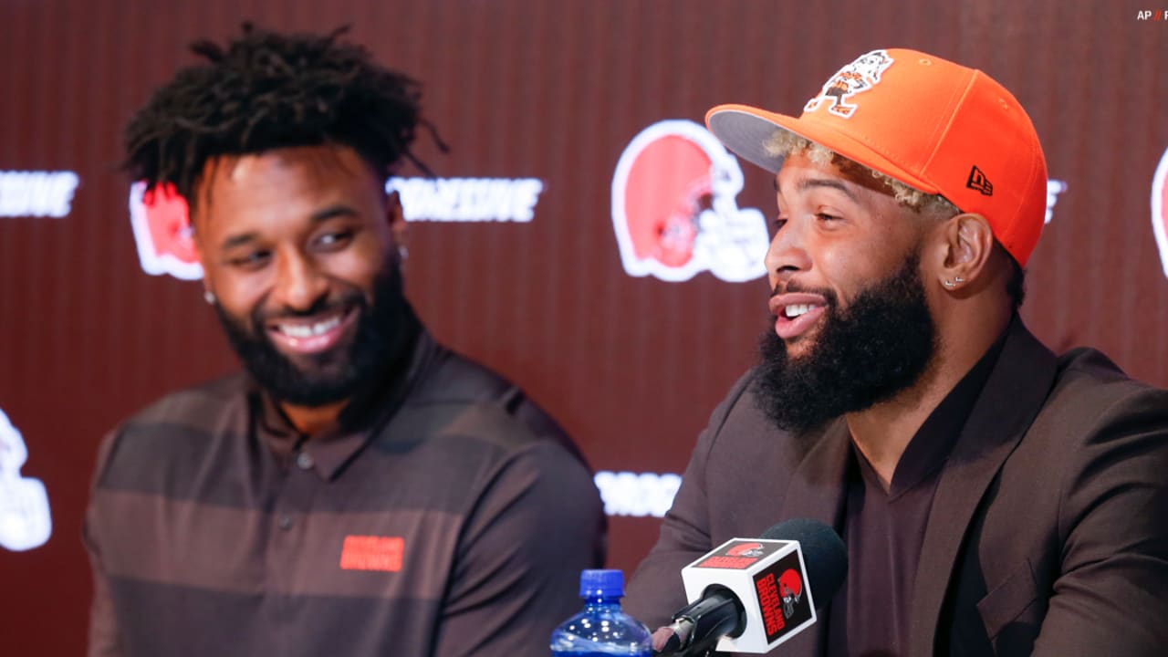 Watch: Odell Beckham Jr. joined by Baker Mayfield, Jarvis Landry, Myles  Garrett at introductory press conference