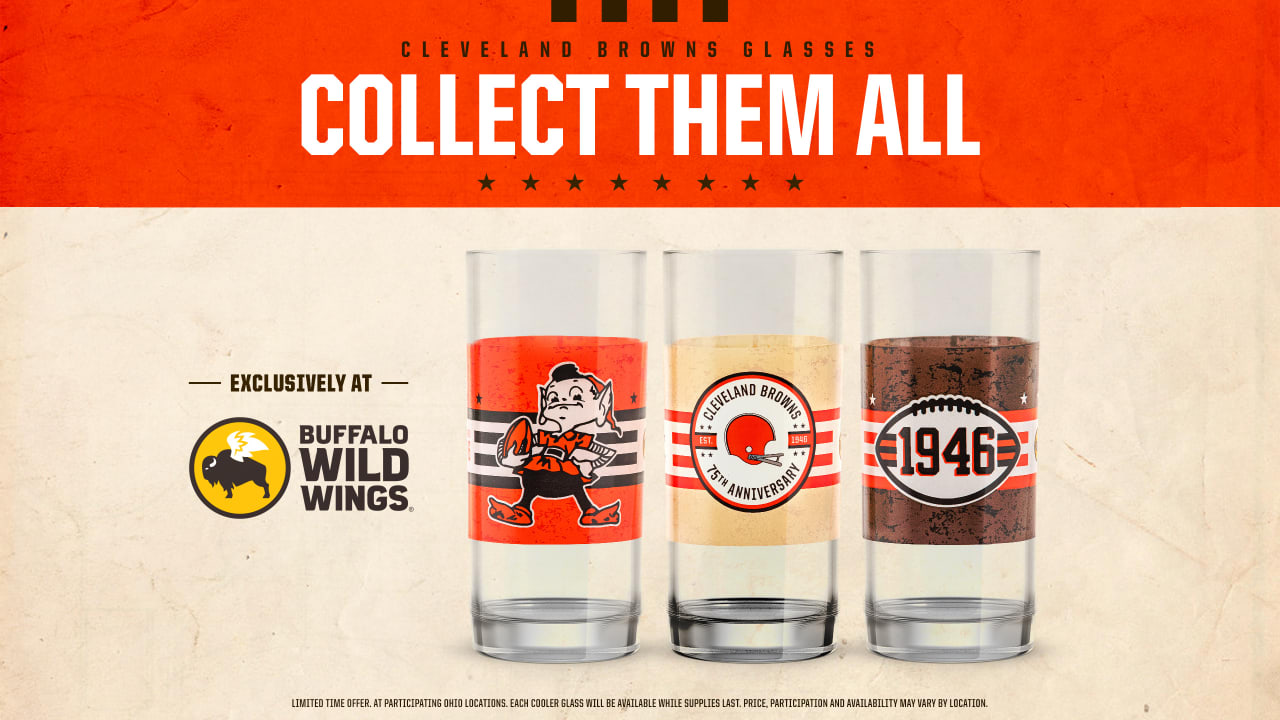 Intervenere Hop ind belastning Limited edition, collectible Cleveland Browns glasses now available at Buffalo  Wild Wings