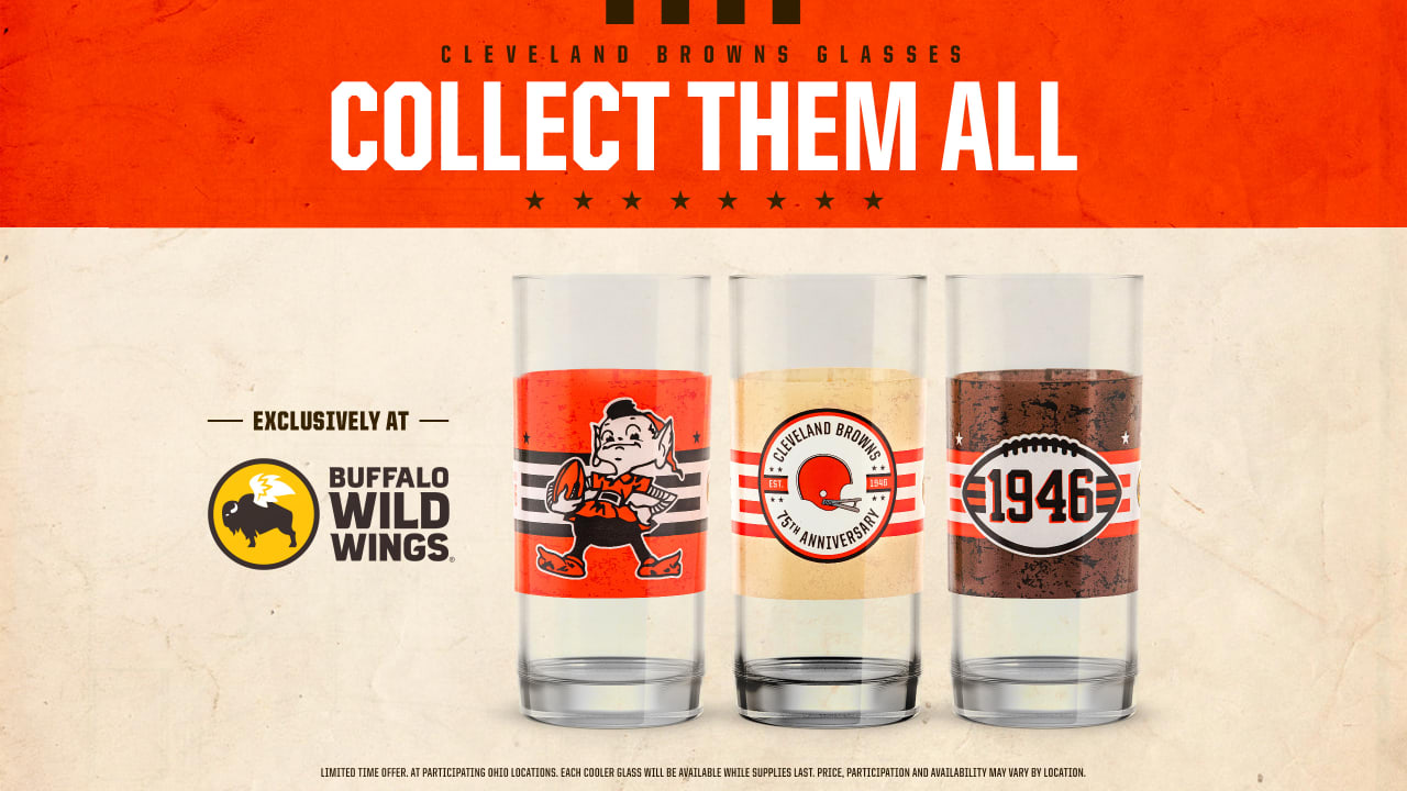 Limited edition, collectible Cleveland Browns glasses now available at Buffalo  Wild Wings