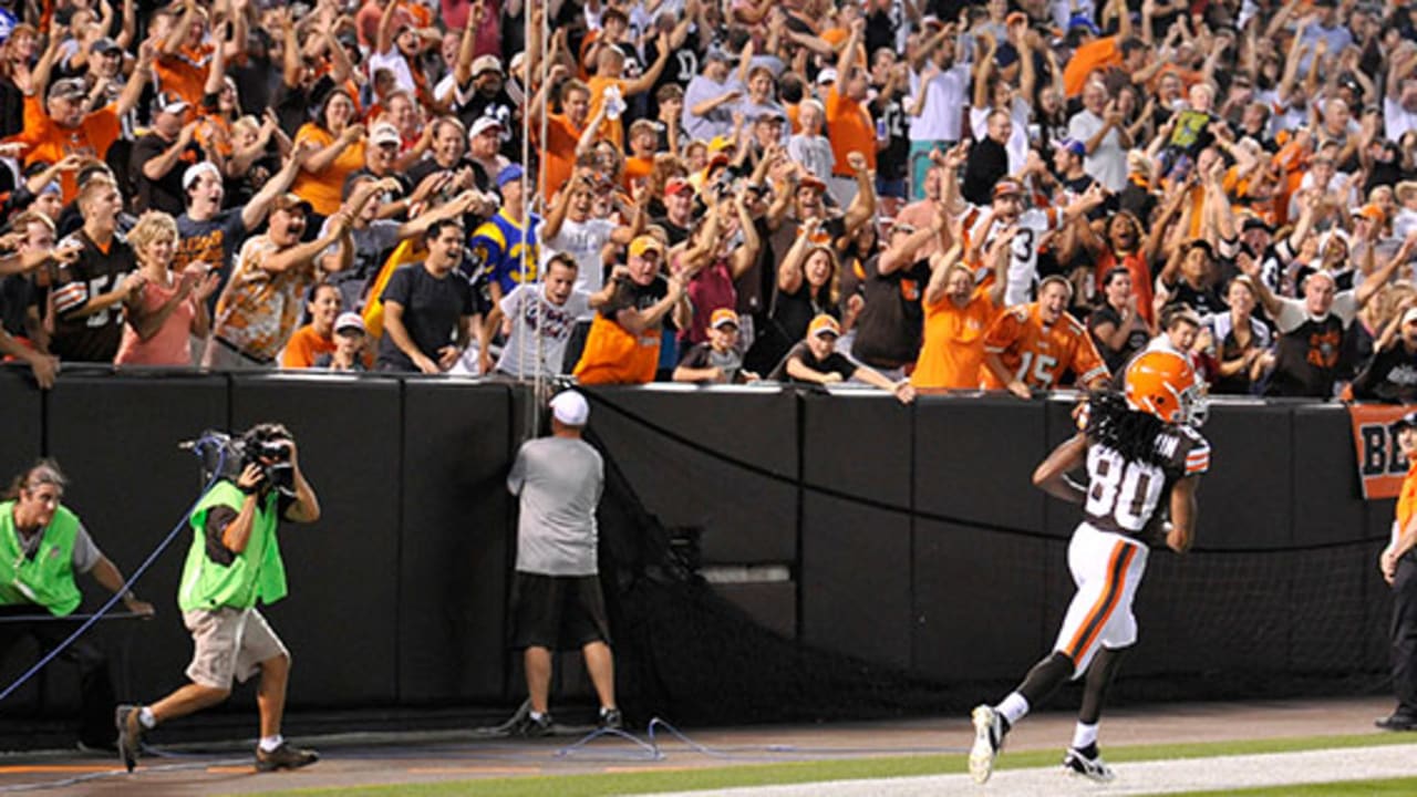 Cleveland Browns cornerback Johnson Bademosi stands on the field