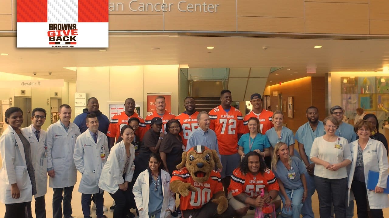 Shon Coleman, Browns players visit UH Rainbow Babies & Children's