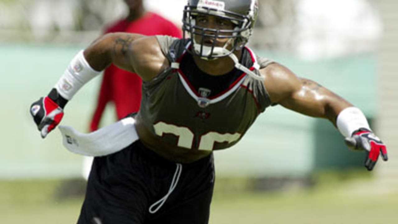 Tampa Bay Buccaneers' cornerback Brian Kelly watches from the