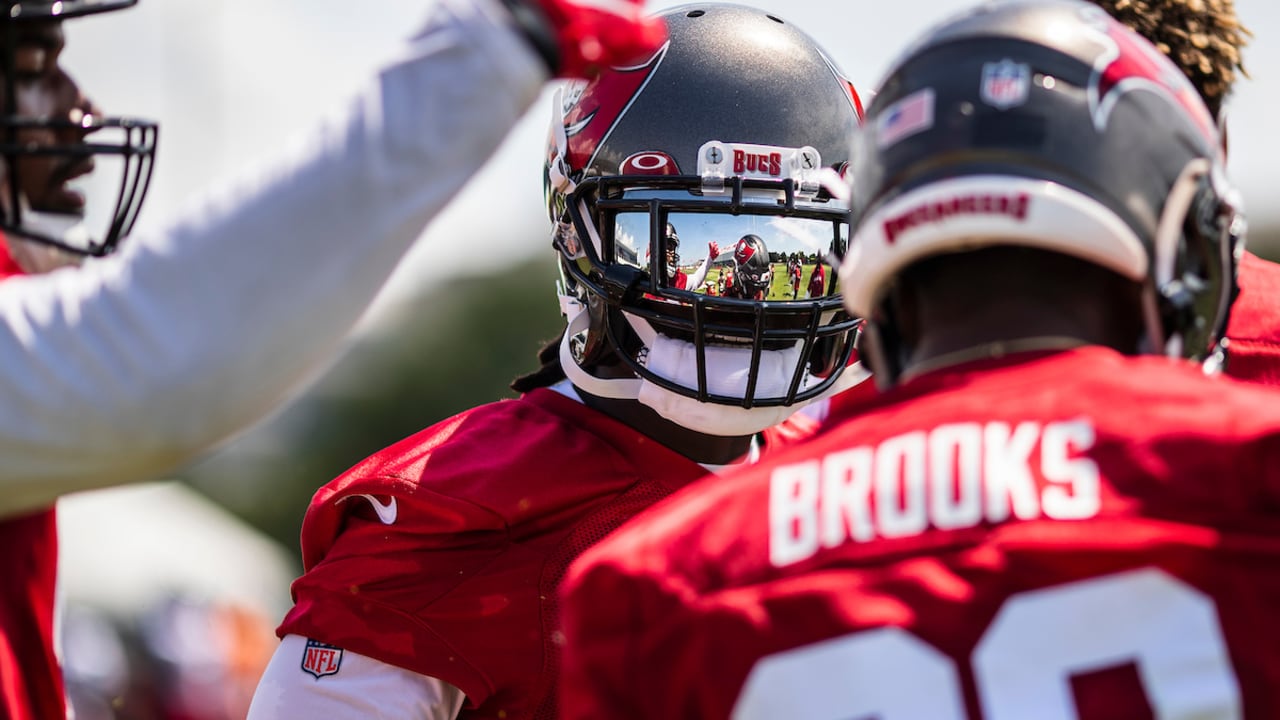 Atlanta Falcons linebacker Quinton Bell (56) works during the