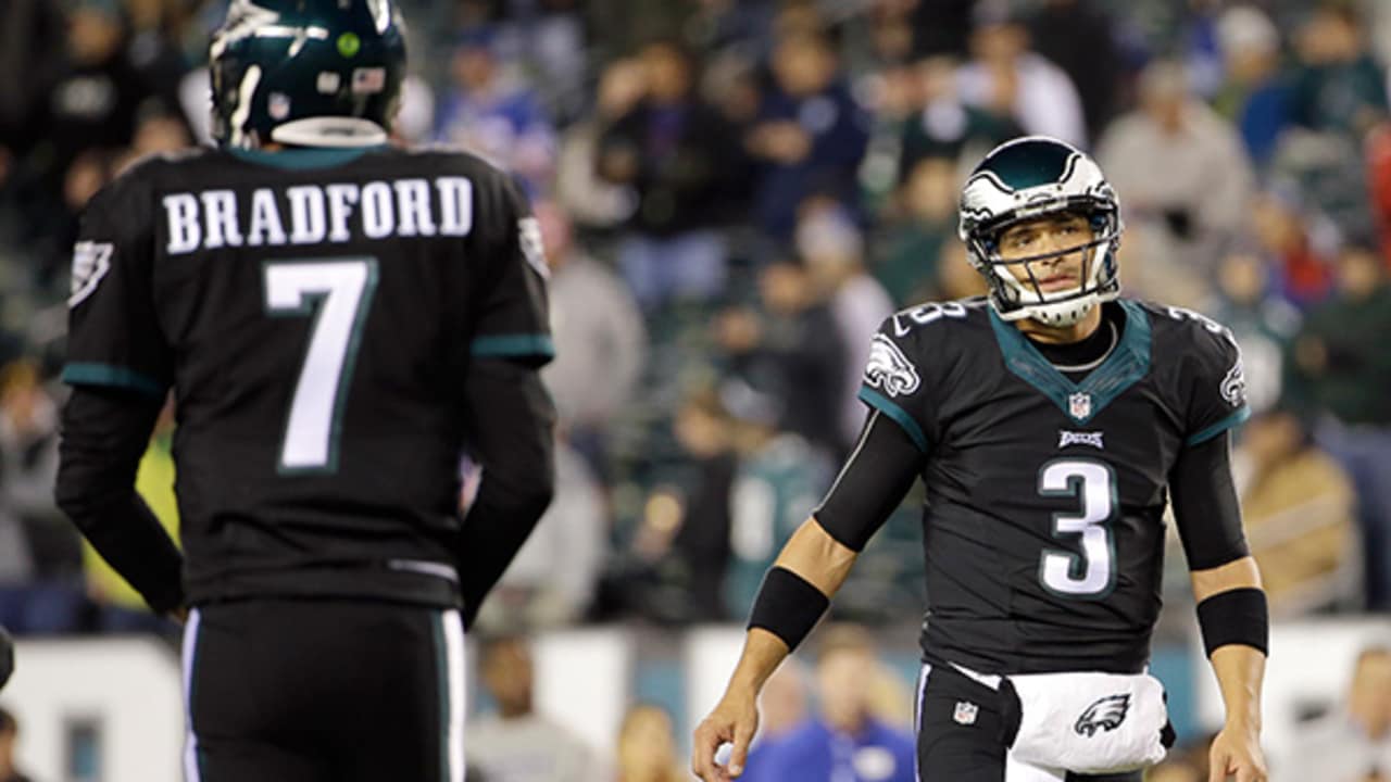 Philadelphia Eagles' Darren Sproles (43) is tackled by Jacksonville Jaguars'  Alan Ball (23) after rushing for a touchdown during the second half of an  NFL football game, Sunday, Sept. 7, 2014, in