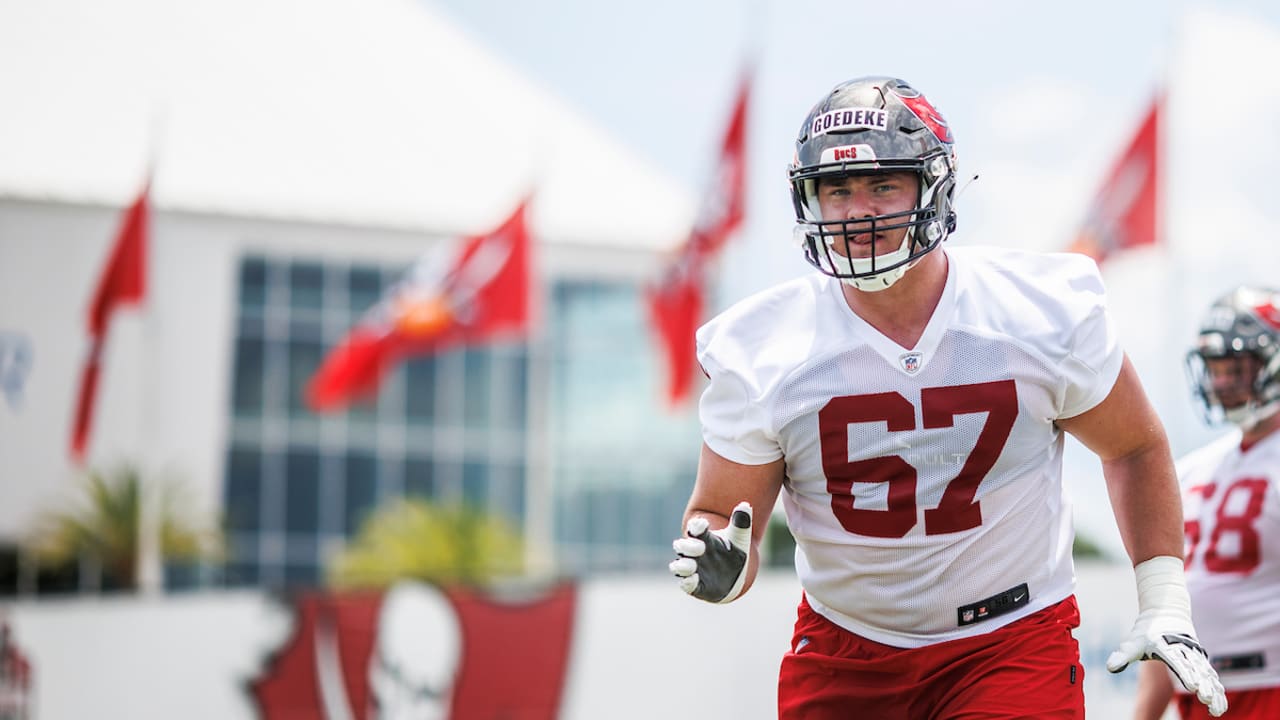 Tampa Bay Buccaneers guard Luke Goedeke (67) is seen during an NFL