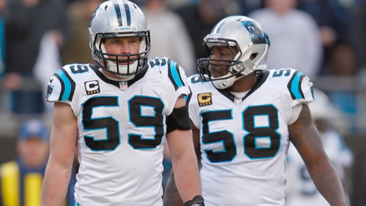 Carolina Panthers defensive back Kurt Coleman (20) after making an  interception during the NFL football game between the Indianapolis Colts  and the Carolina Panthers on Monday, Nov. 2, 2015 in Charlotte, NC.