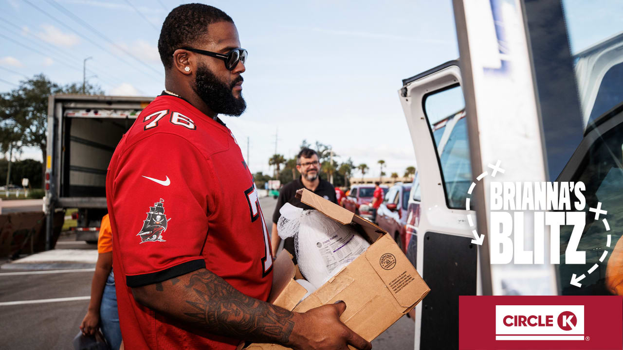 Tampa Bay Buccaneers offensive tackle Brandon Walton (73) walks