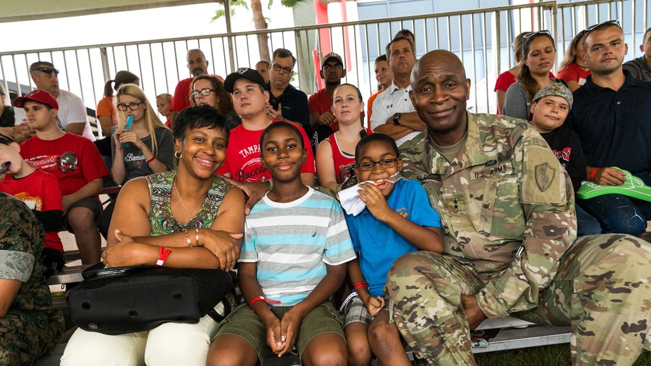 The A-Train] Spent the day out at training camp for the @buccaneers Military  Appreciation Day. It was a great opportunity to meet some of the fans and  shake the hands of those