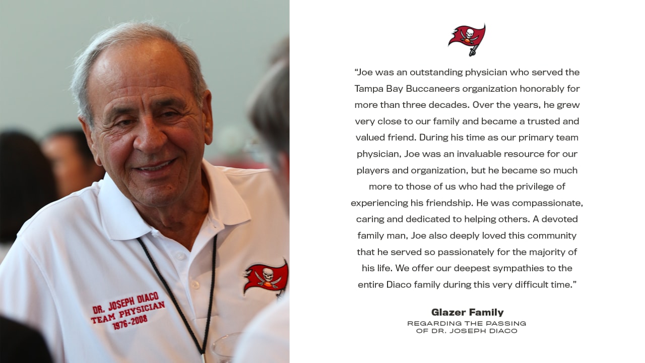 Tampa Bay Buccaneers Celebrate the Life of Longtime Team Physician Dr.  Joseph Diaco