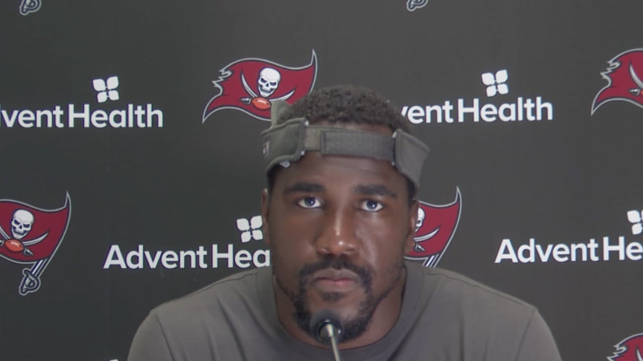 Tampa Bay Buccaneers #84 tight end Cameron Brate speaks during the Tampa  Bay Buccaneers virtual media availability on Feb. 2, 2021 ahead of Super  Bowl LV to be held in Tampa Bay