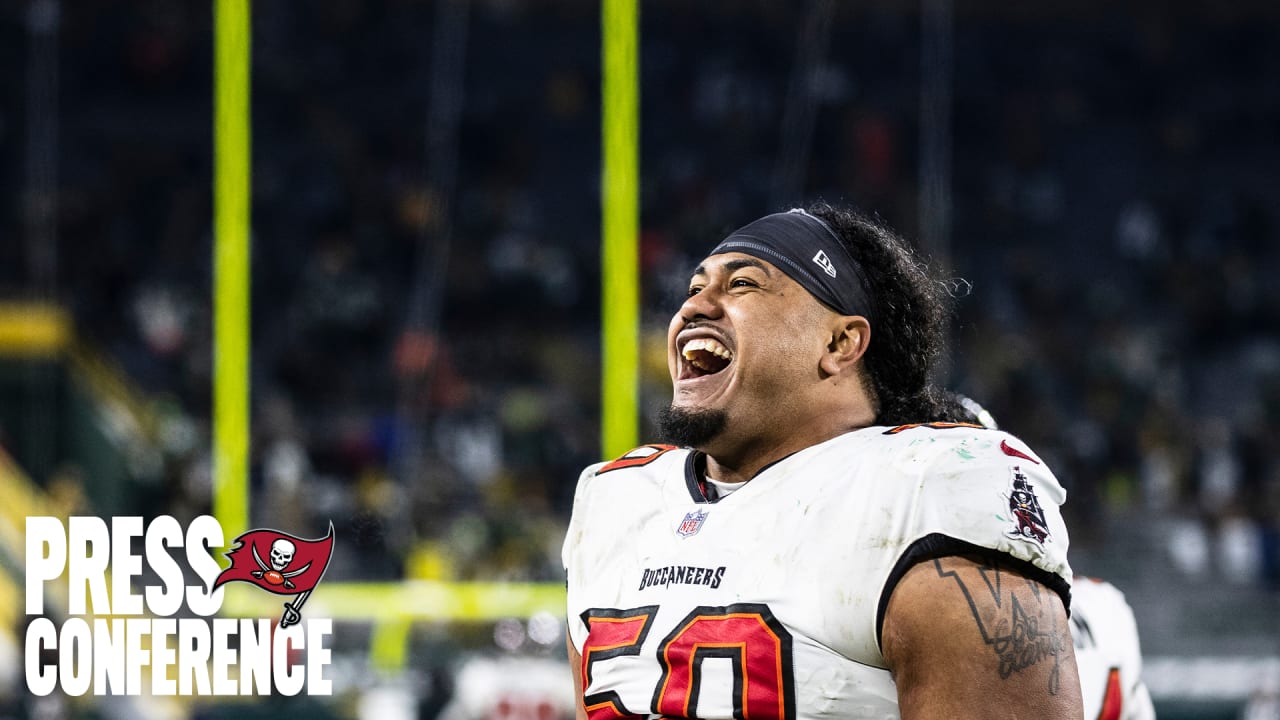 Vita Vea Struggles To Get His Jersey Off For A Jersey Swap, Tampa Bay  Buccaneers, 