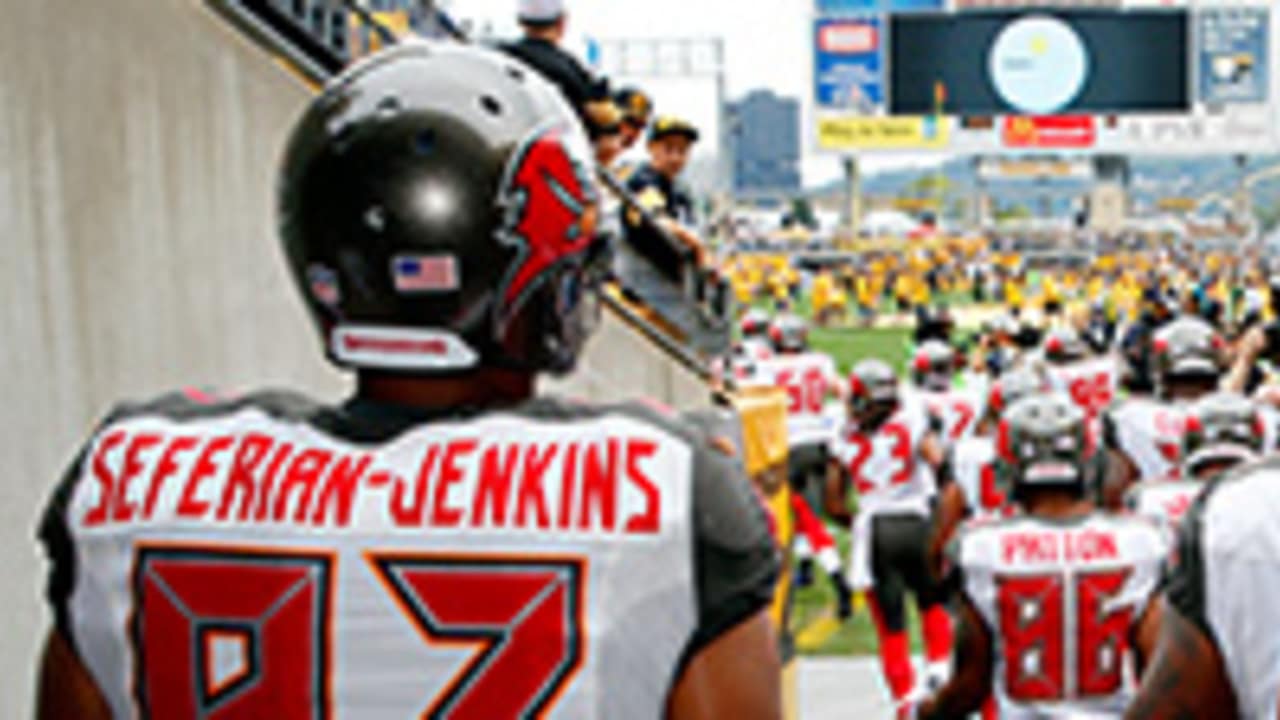 Austin Seferian-Jenkins Jacksonville Jaguars Game Used #88 White Jersey vs. Tennessee  Titans on September 23