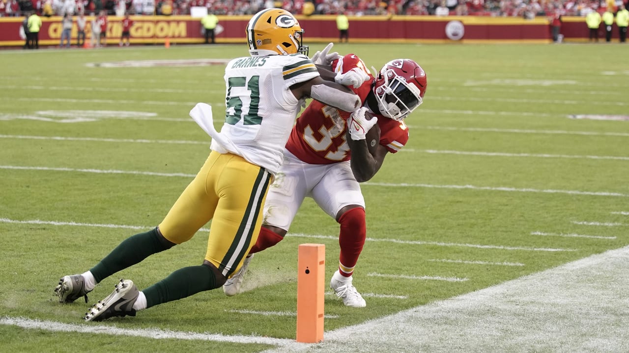 Green Bay Packers linebacker Krys Barnes (51) in action during the