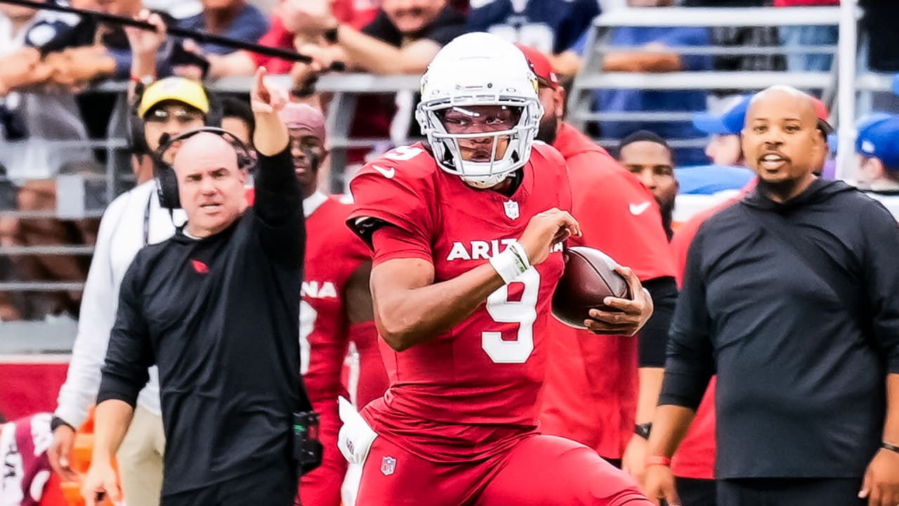 Arizona Cardinals quarterback Josh Dobbs lofts 23-yard sideline