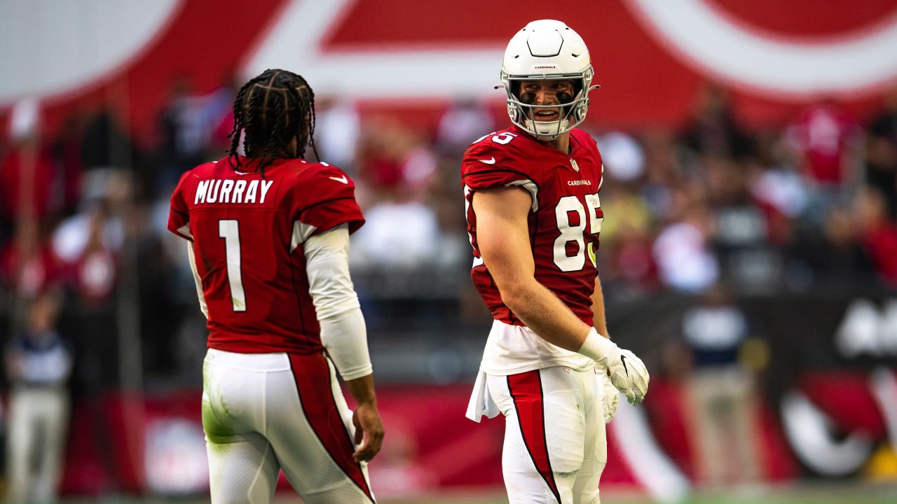 Arizona Cardinals tight end Trey McBride (85) catches the ball during the  first half of an NFL football game against the New England Patriots,  Monday, Dec. 12, 2022, in Glendale, Ariz. (AP