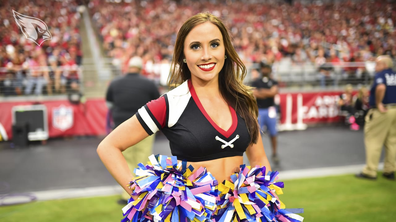 Arizona cardinals cheerleader performs during hi-res stock