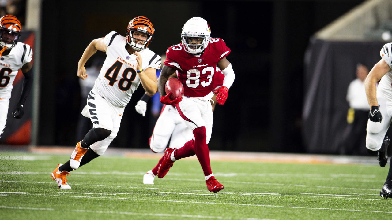 Arizona Cardinals wide receiver Greg Dortch (83) returns a kickoff