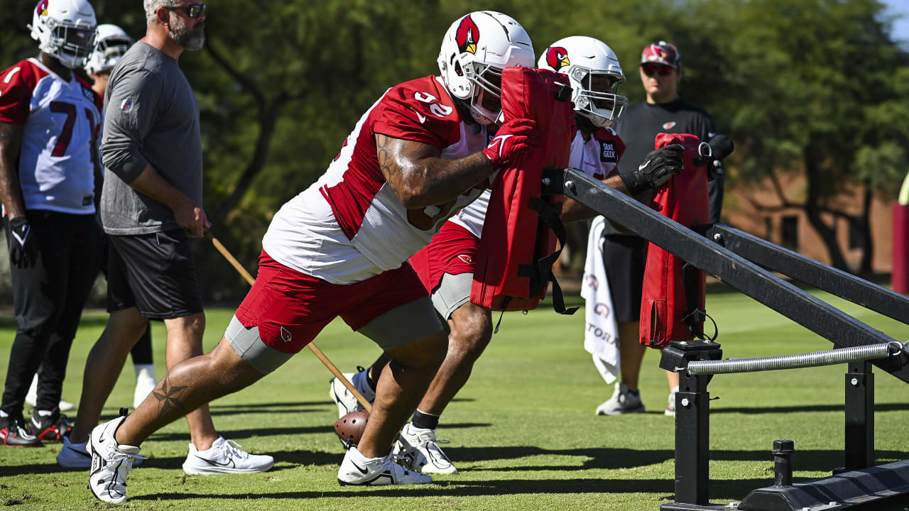 Arizona Cardinals defensive tackle Antwaun Woods warms up before a