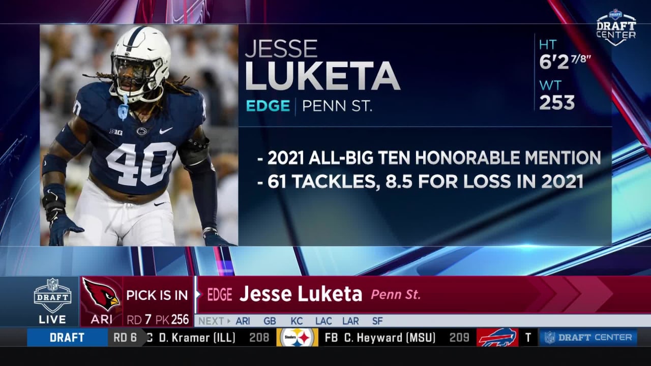 Arizona Cardinals on X: With the 256th pick in the 2022 Draft, the  Cardinals select LB Jesse Luketa.  / X