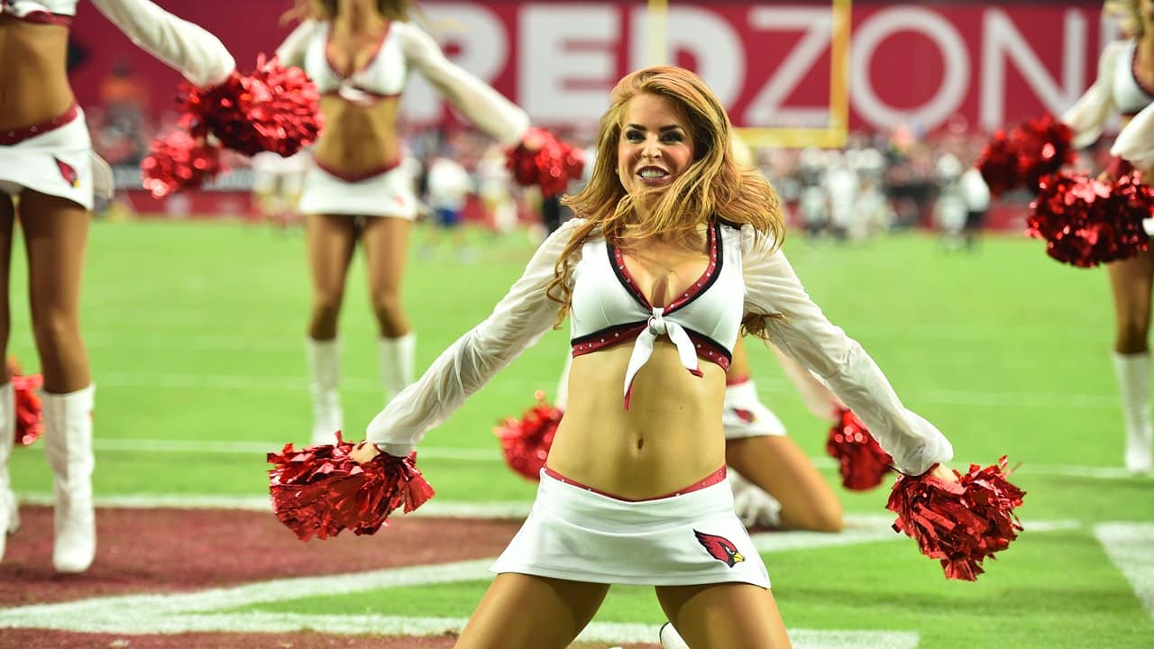 Arizona Cardinals cheerleaders dance during the Cardinals-St