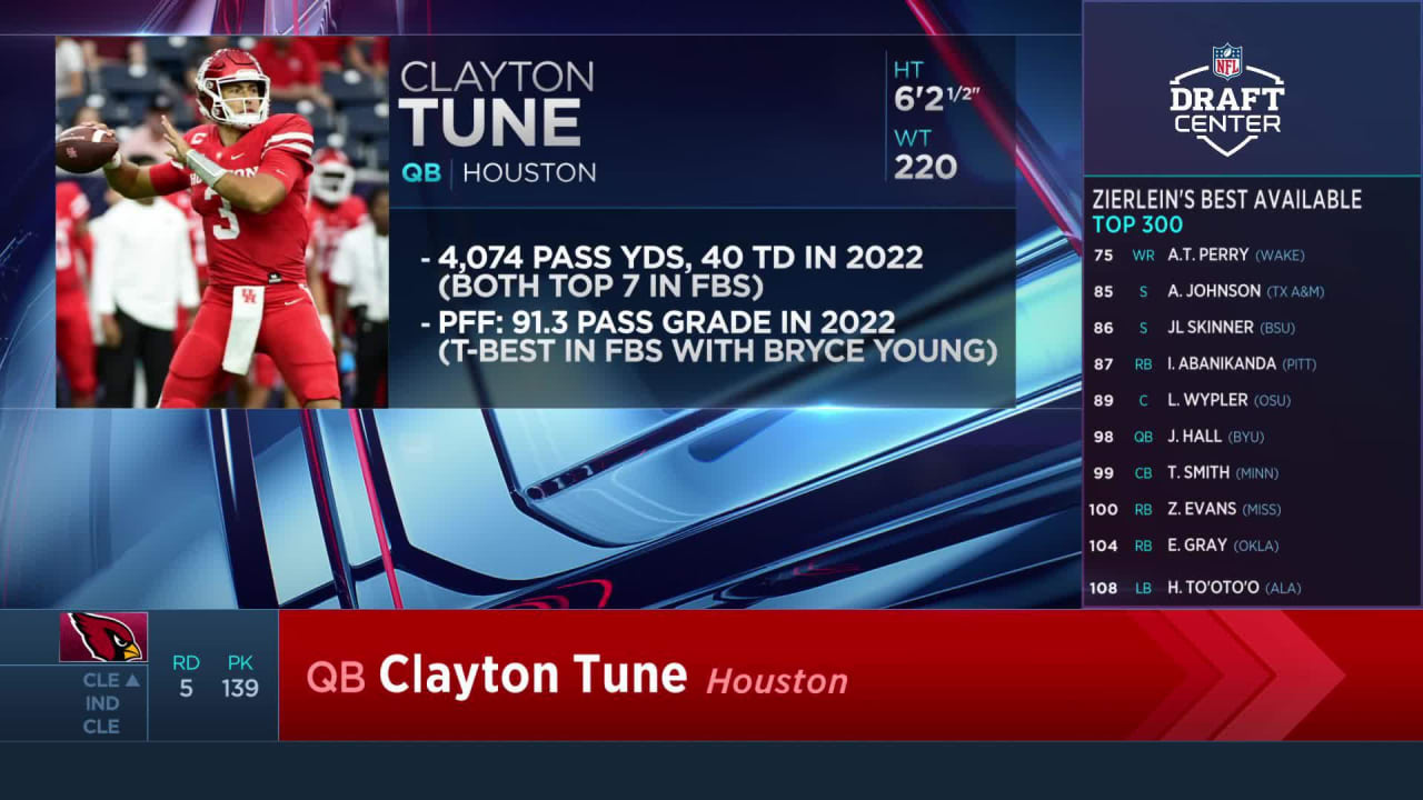 Round 5 - Pick 5: Clayton Tune, QB, Houston (Arizona Cardinals