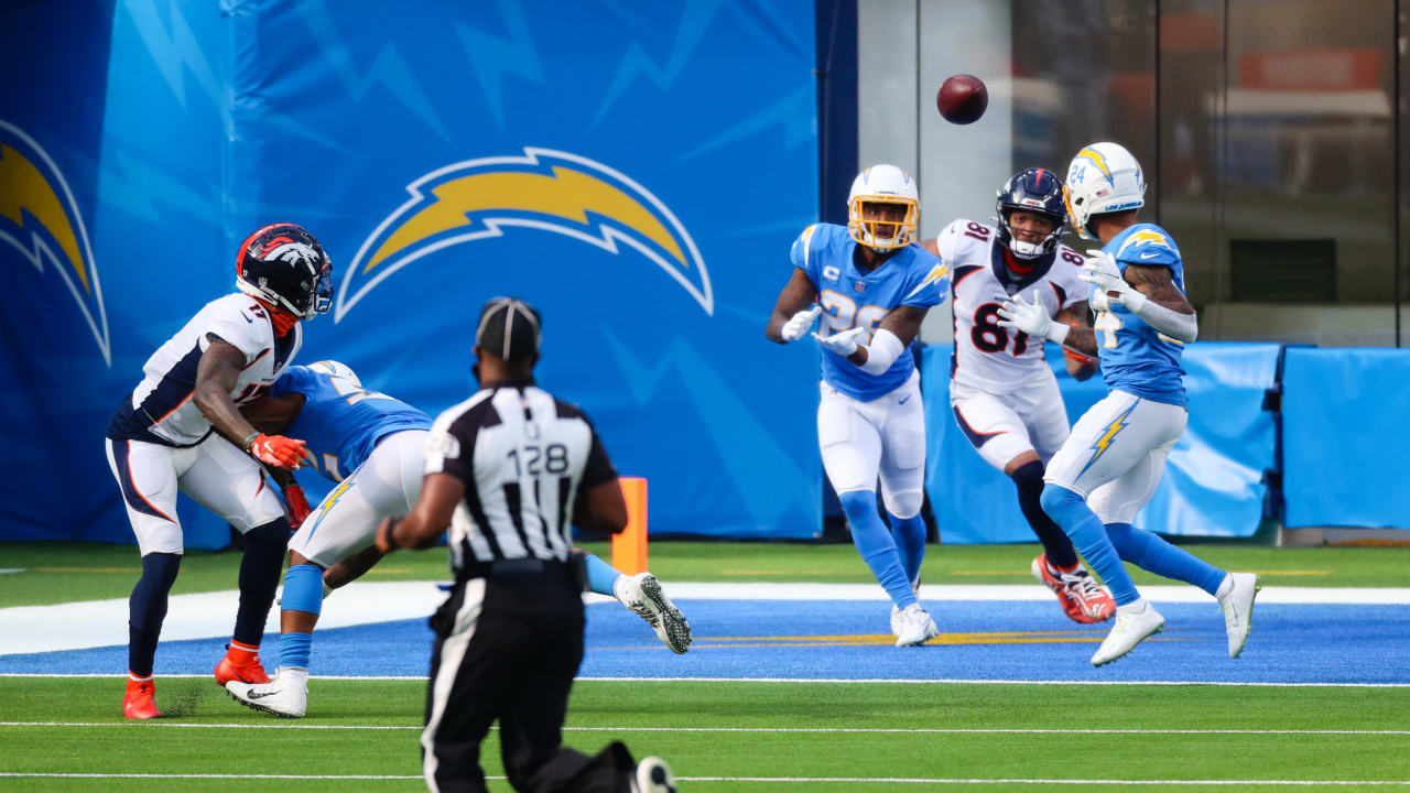 Los Angeles Chargers cornerback J.C. Jackson snags interception on Miami  Dolphins Tua Tagovailoa's underthrown pass to end zone