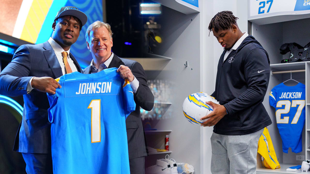 Los Angeles Chargers first-round draft pick Zion Johnson answers questions  during a news conference at the NFL football team's training facility  Friday, April 29, 2022, in Costa Mesa, Calif. (AP Photo/Kyusung Gong