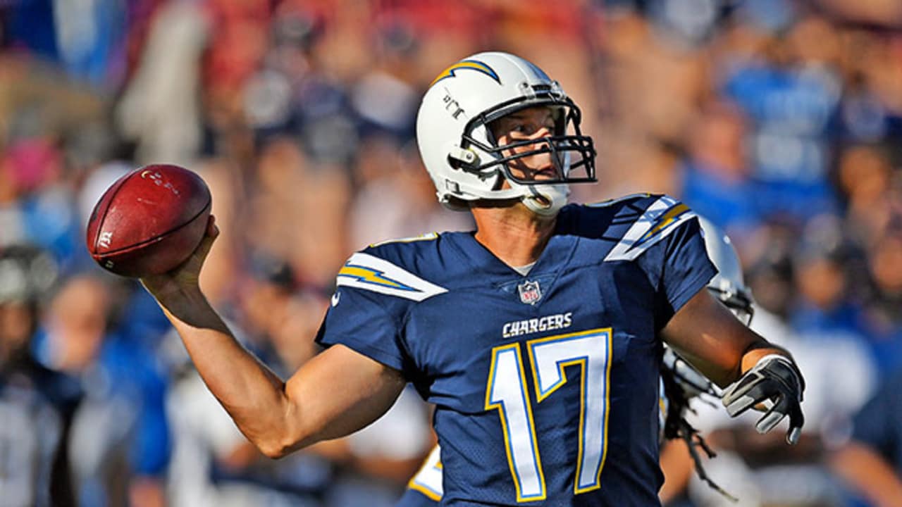 Oakland, California, USA. 7th Nov, 2019. Los Angeles Chargers quarterback Philip  Rivers (17) on Thursday, November 7, 2019, at Oakland-Alameda County  Coliseum in Oakland, California. The Raiders defeated the LA Chargers 26-24.