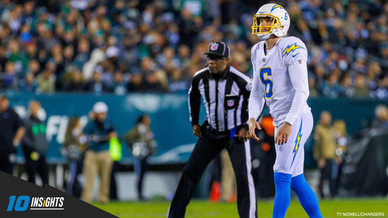 Place kicker Dustin Hopkins of the Los Angeles Chargers prior to a