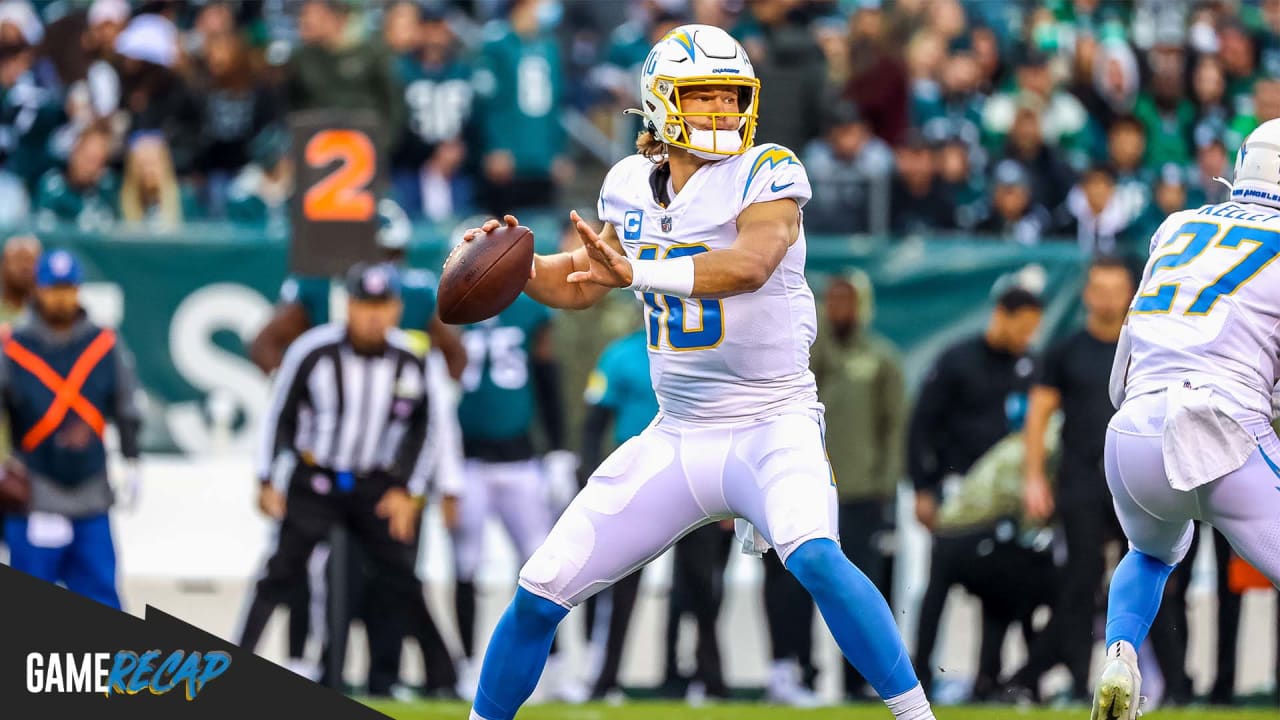 Chargers Beat Eagles, 2724, in Week 9 of 2021 Season