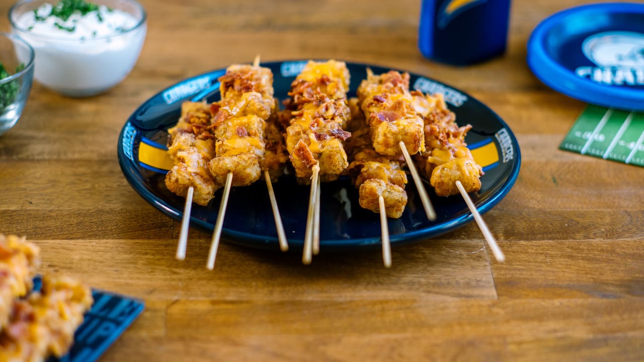 Tailgate Recipe Loaded Tater Tot Skewers