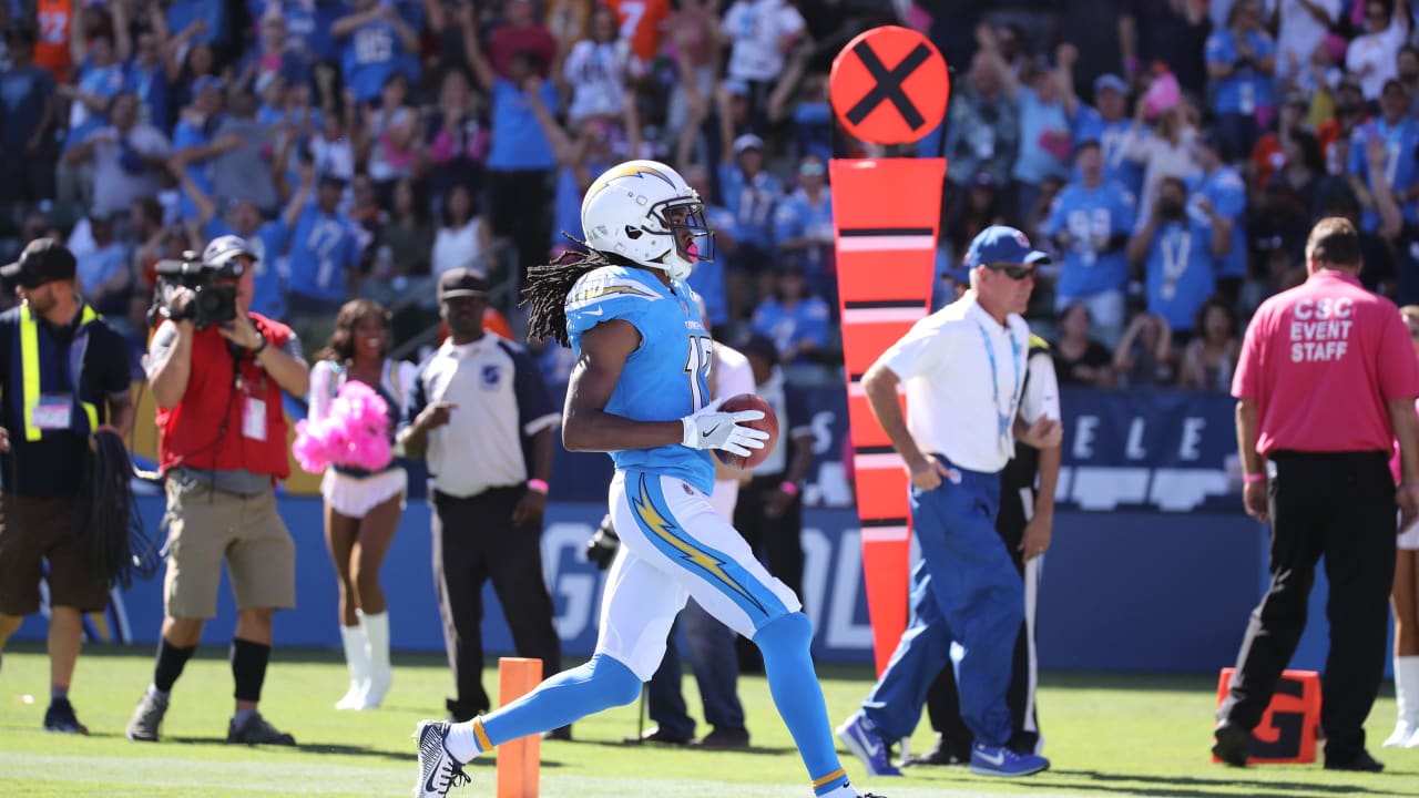 Los Angeles Chargers Travis Benjamin runs in for a touchdown against the  Denver Broncos in the second half at the StubHub Center in Carson,  California on October 22, 2017. The Chargers won 21 to 0. Photo by Lori  Shepler/UPI Stock Photo - Alamy