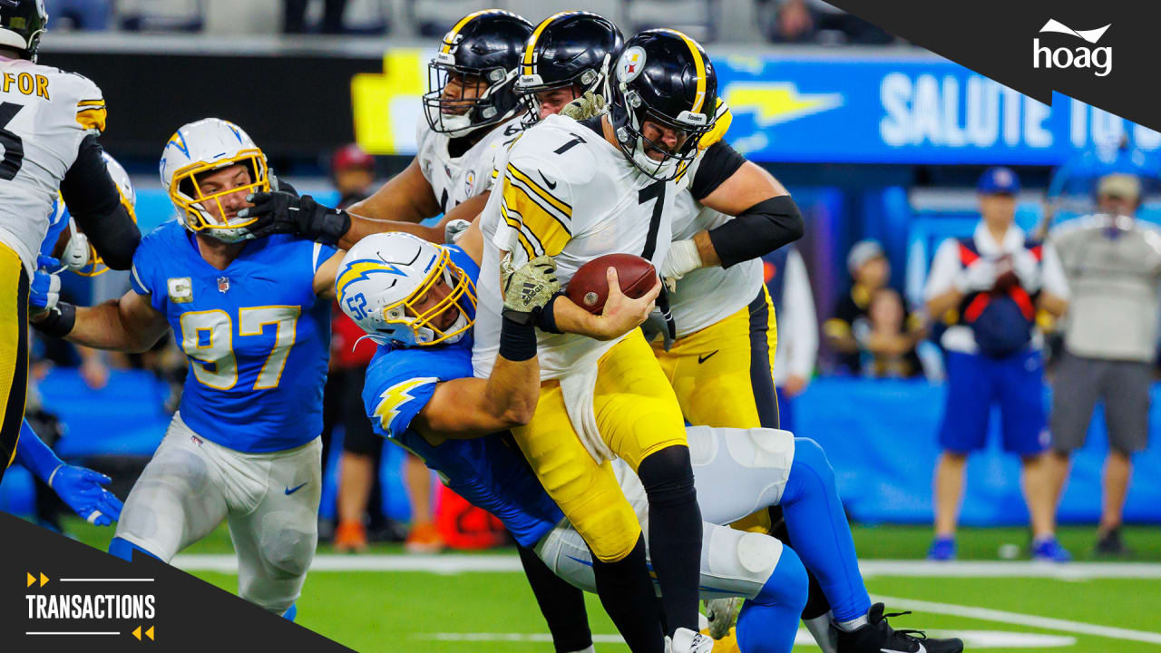 Los Angeles Chargers linebacker Kyler Fackrell is pictured during an NFL  preseason football game against the Seattle Seahawks, Saturday, Aug. 28,  2021, in Seattle. The Seahawks won 27-0. (AP Photo/Stephen Brashear Stock