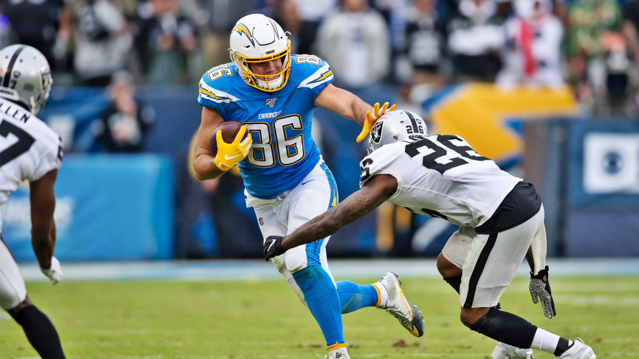 Los Angeles Chargers tight end Hunter Henry in action during the second  half of an NFL football game against the Pittsburgh Steelers in Carson,  Calif., Sunday, Oct. 13, 2019. (AP Photo/Kelvin Kuo